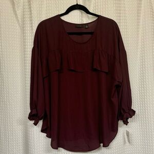 Halogen Blouse, Maroon, 0X
